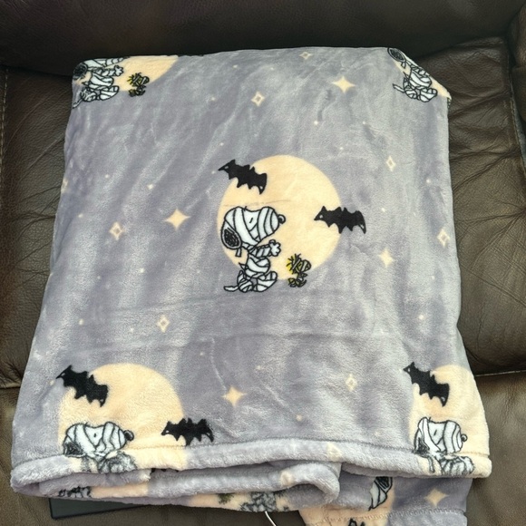 Peanuts Snoopy & Woodstock Mummies 50” x 70” Plush Halloween Throw Blanket - Picture 5 of 6